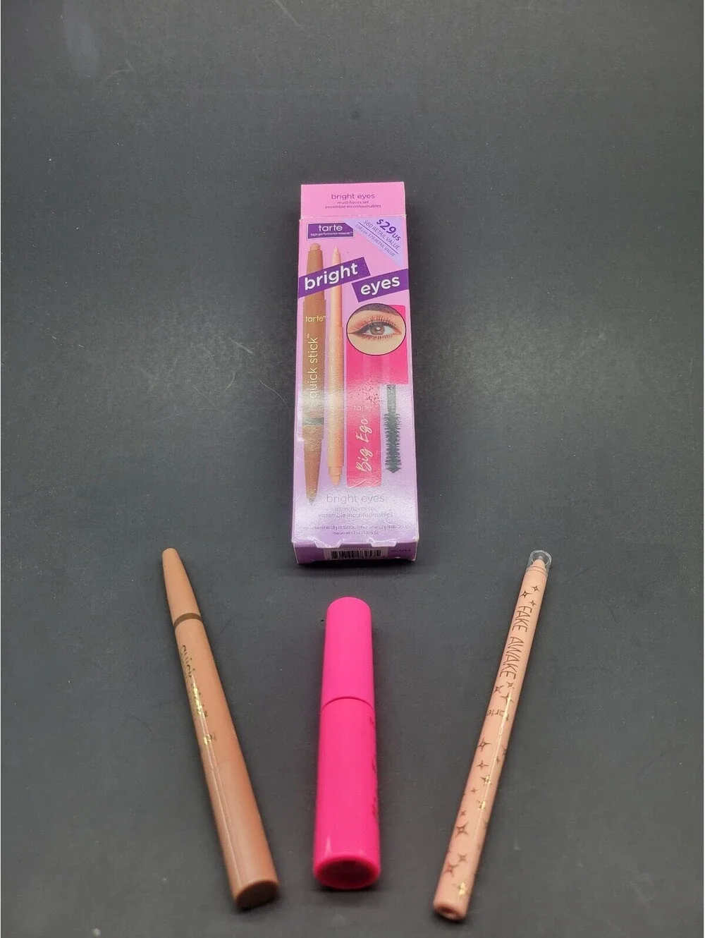 Tarte 3 Pc Set: Quick Start Eyeshadow, Fake Awake Eyeliner, & Big Ego Mascara